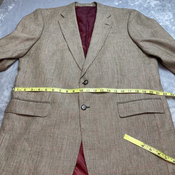Joseph Turner Wool Linen Blazer Mens 44L Brown Tweed Surgeon Cuffs Portugal FLAW - Picture 10 of 14
